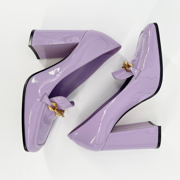 Jimmy Choo Diamond Tilda Wisteria Purple Patent Leather Chain Loafer Pump IT 40 - Picture 4 of 12